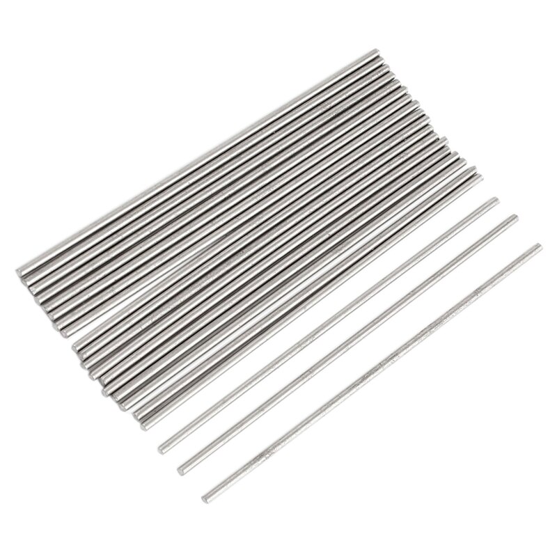 20pcs 50mm x 1mm Zilver Tone Roestvrij Staal Transmissie Ronde Staaf