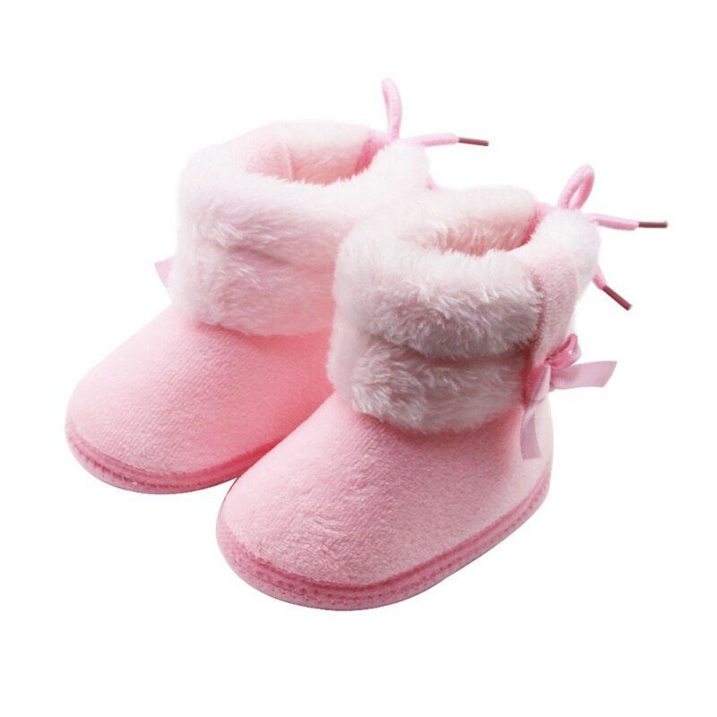 Winter Baby Boy Girl Cotton Snow Boots With Loves Mid-tube Boots Infant Anti-slip Toddler Shoes Season: Pink / S
