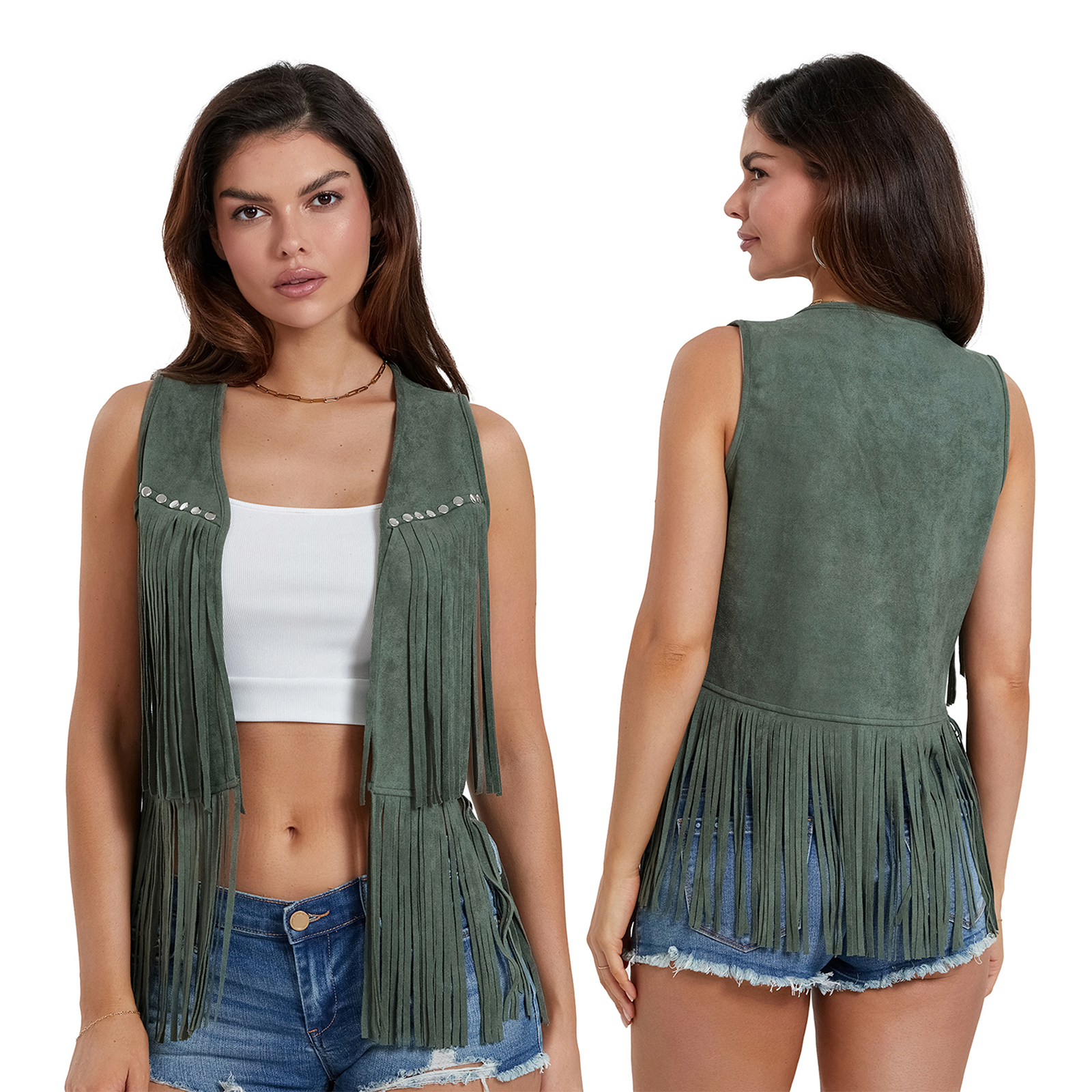 Women's Boho Hippie Waistcoat Vest Lightweight Solid Color Open Front Sleeveless Jacket with Tassel for Streetwear Outerwear: M / SKY BLUE