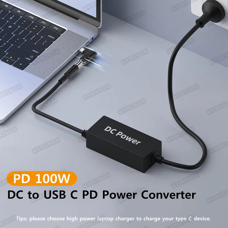 140W 100W DC 4.5X3.0mm to USB C PD Power Adapter Converter Plug for HP Laptop Charger to 5V 9V 20V Type C Fast Charging Cable