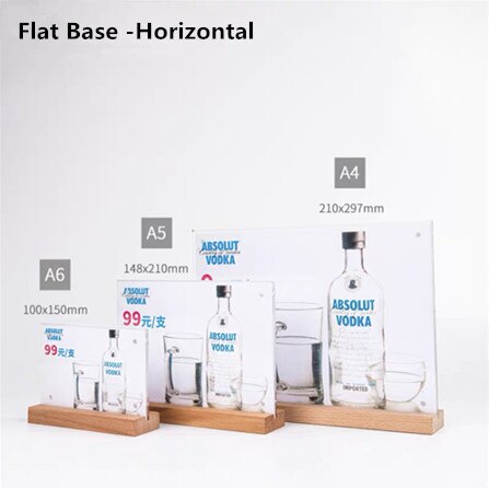 A5 Magnetic Acrylic Sign Holder Cardboard Display Stand Store Advertising Wooden Poster Frame Paper Photo Frame: 4