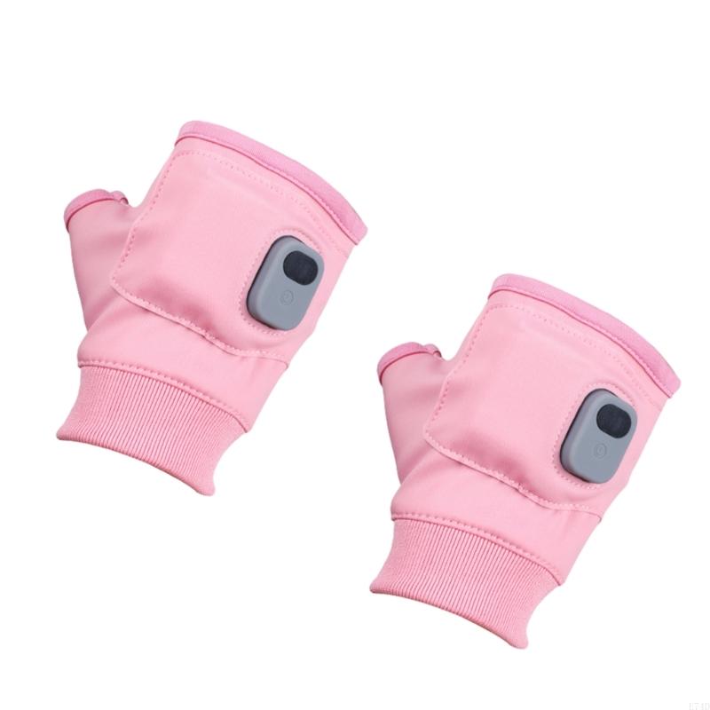 E74D Winter Elektrische Beheizte Handschuhe Praktische Winddicht USB Hand Heizung Handschuhe Waschbar Halb Finger Warme