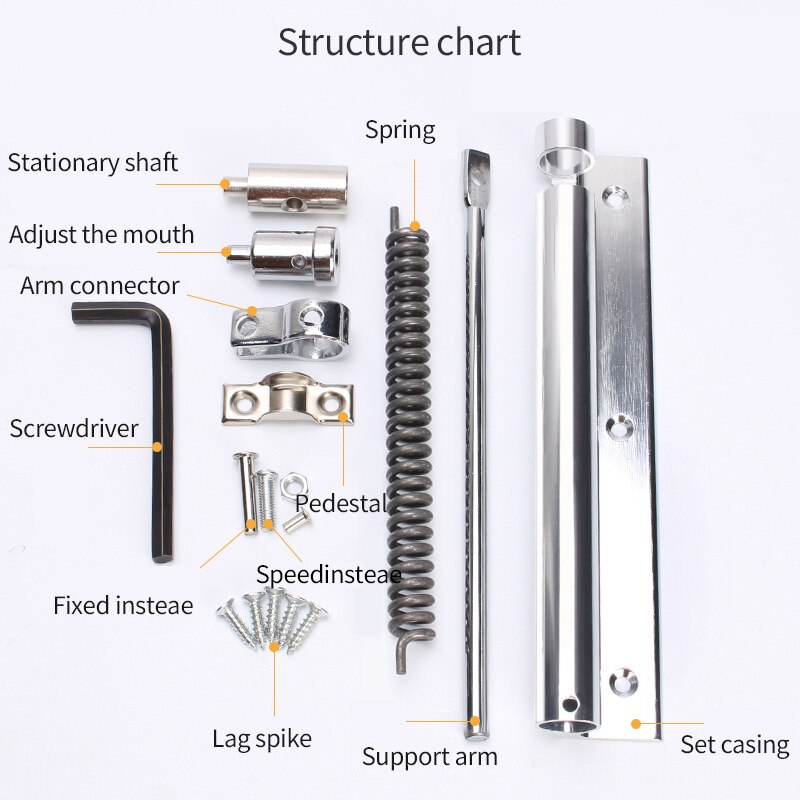 Simple Spring Automatic Door Closing Device Shutter Hinge Black Household Light Door Closing Device Furniture Hardware