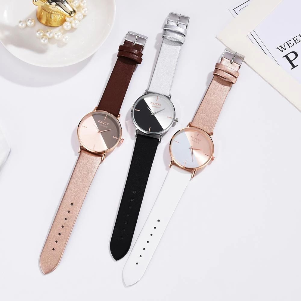 Gaiety Brand Women Watches Leather Rose Gold Dress Female Clock Luxury Brand Women Watches Simple Ladies Watches