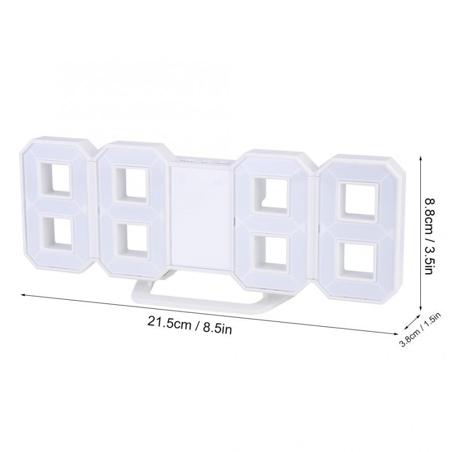 Tafel Klok 3D Led Digitale Klok Slaapkamer Desktop Snooze Wekker Woondecoratie Wit Case Klokken