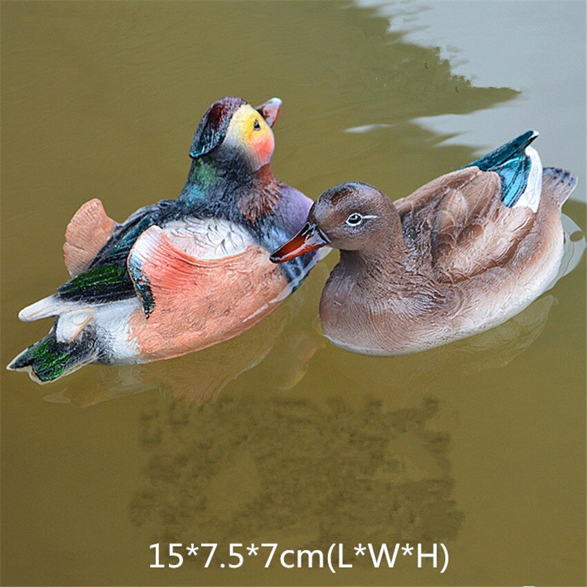 2pcs/lot Garden Ornaments Outdoor Floating Duck Lawn Pool Animal Craft Pond Resin Flamingo Miniature Figurines Decoration