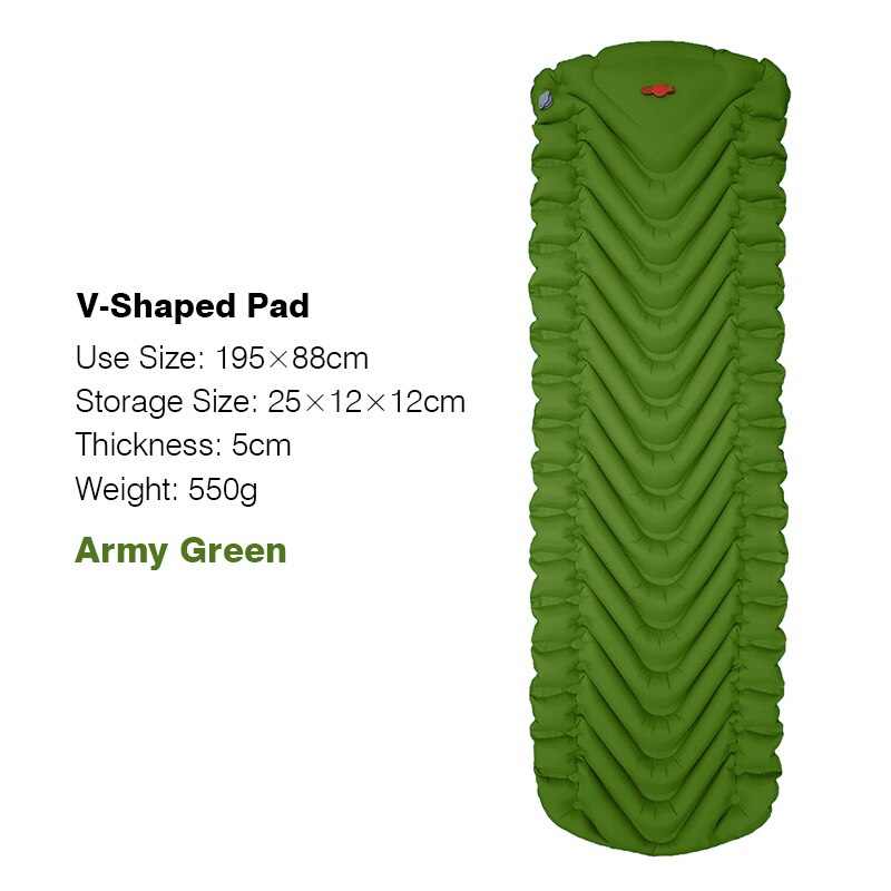 Lightweight Self-inflating Sleeping Pad Air Mattress Camping Tent Sleeping Bag Pad Picnic Beach Cushion Outdoor Sleeping Mat: V.S Army Green