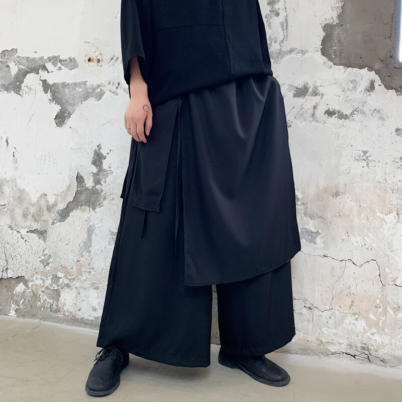 Homme ample jambe large Harem pantalon jupe pantalon hommes japon Streetwear Style Vintage décontracté Kimono pantalon