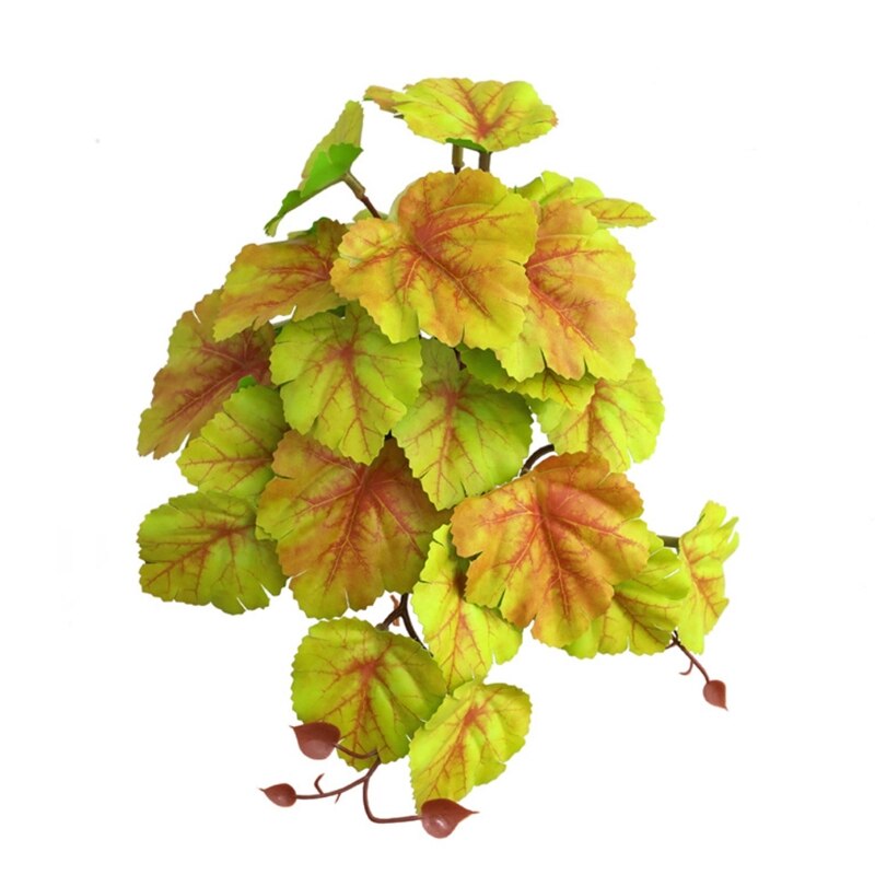 Reptile Plants Tropical Realistic Leaves Terrarium Tank Plant for Bearded Dragons Tortoises Tree Frogs Multiple Options: 6
