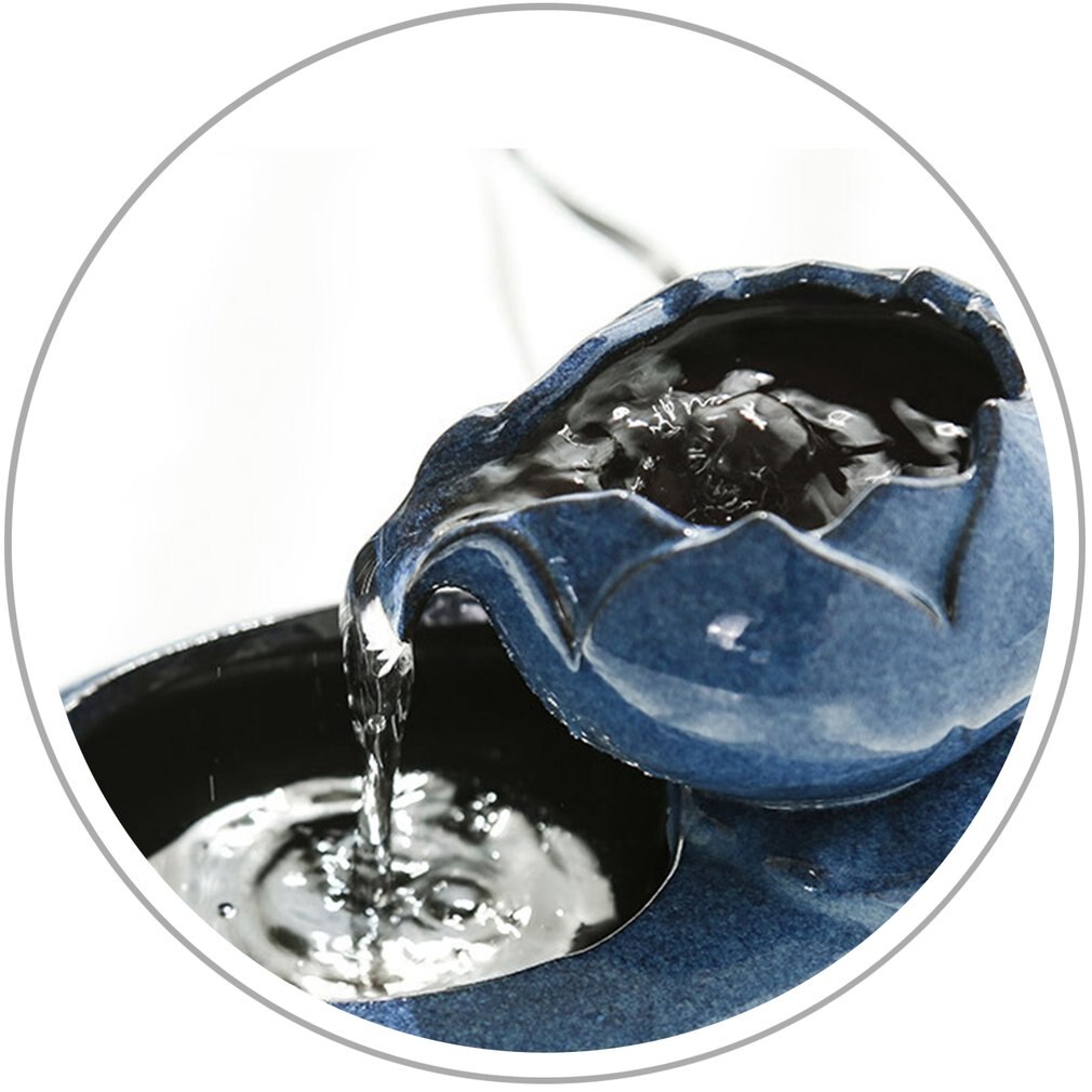 Ceramic Pet Water Dispenser Cat Water Dispenser Automatic Cycle Dog Drinking Basin Fountain Lotus Shape US Plug