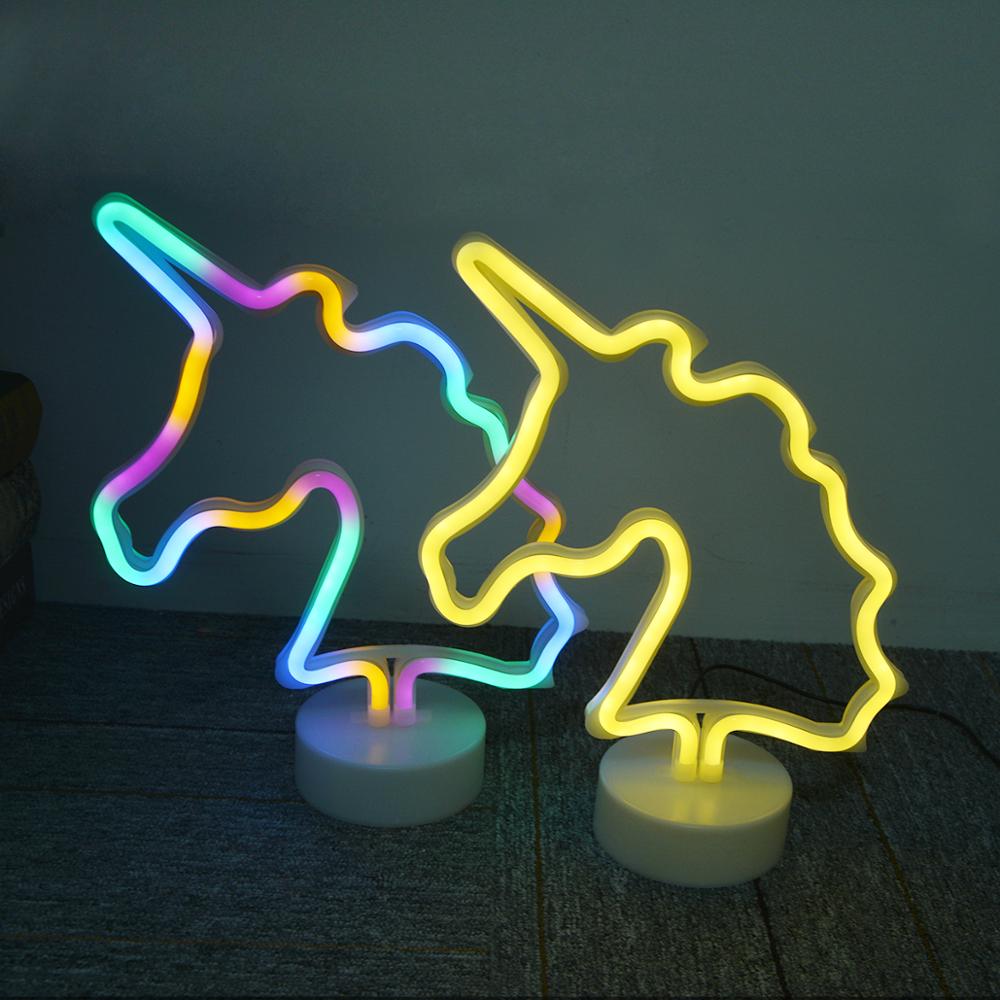 USB/Batterie Neon Lampen Rohr Neon Licht LED Flamingo Einhorn Zeichen Lampe Hause Schreibtisch Tisch Weihnachten Hochzeit Decor Led lampe Kinder