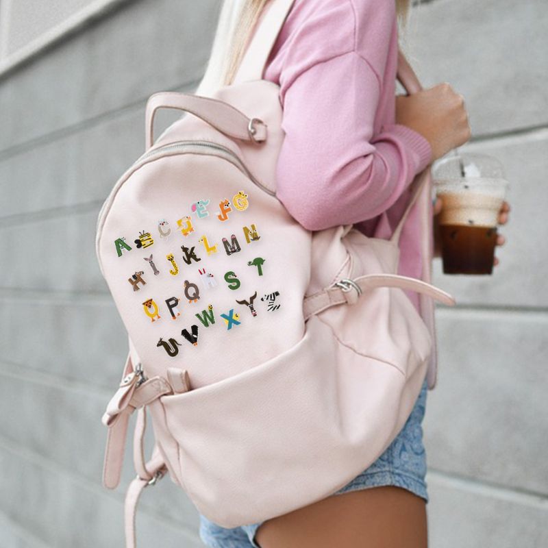 26Pcs English Letters Patches Cartoon Animal Alphabet Embroidered Applique Iron On/Sewing Badge for Kids Clothes DIY