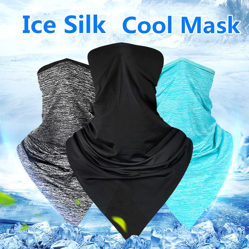 Cycling Face Bandana Outdoor Sports Women Men Headband Face Mask Neck Warmer Triangle Ice Silk Cool Scarf
