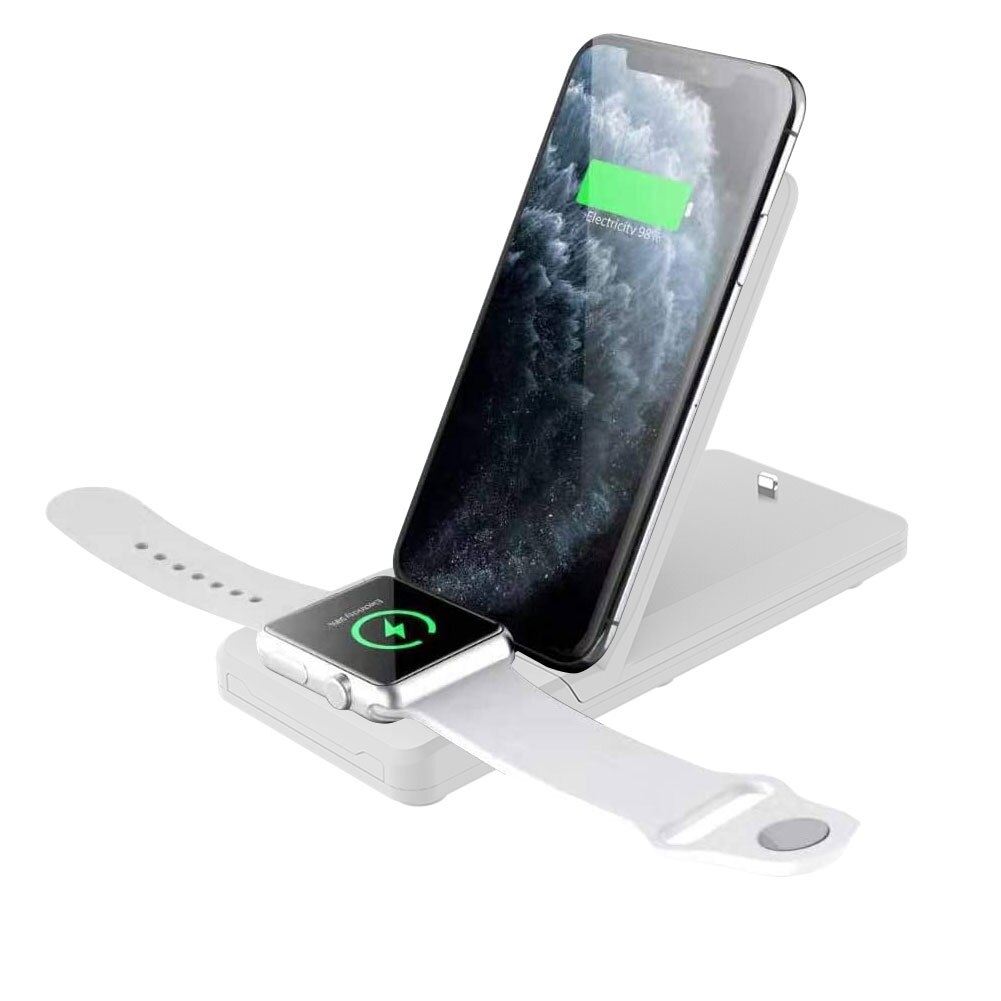 15W Snelle Laadstation Draadloze Oplader 3 In 1 Snel Opladen Station Stand Opvouwbare Houder Voor Iphone Iwatch Serie airpods