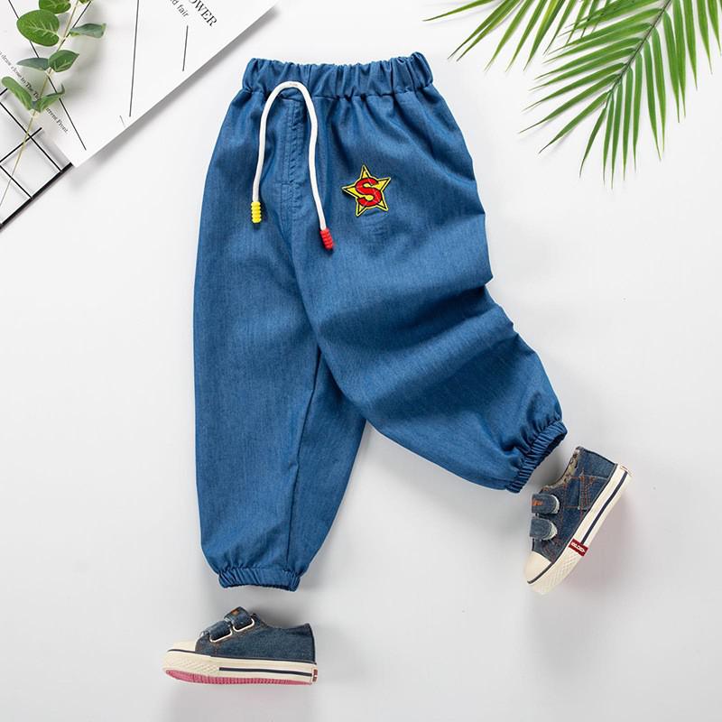 Lasten housut taapero pojat yksiväriset farkut denim housut vauvan joustavat pitkät housut vauvan vaatteet: P3 / 6m