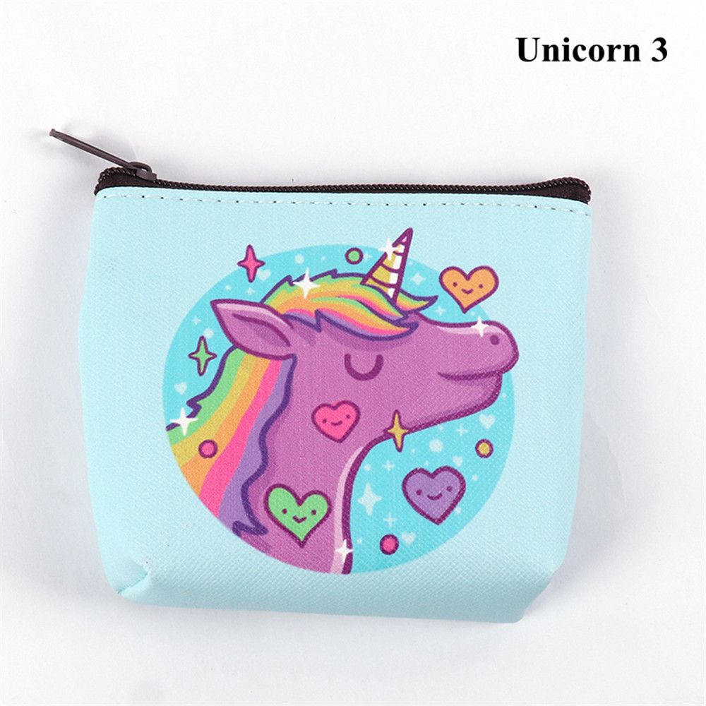 Vrouwen Meisje Uil/Eenhoorn/Flamingo Printing Mini Draagbare Tassen Mode Portemonnee Kaarthouder Portemonnee Key Pouch Maken up Cartoon Tas: A3