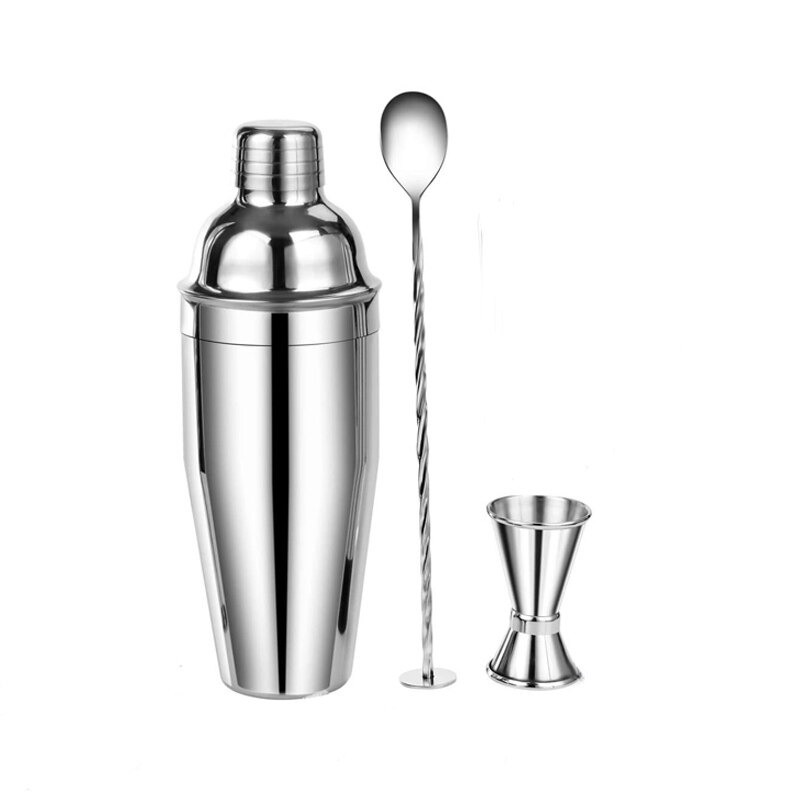 550ml Cocktail Shaker Bar Set con Accessori-Martini Kit con Misurazione Jigger, Cucchiaio di Miscelazione, muddler e Liquore Versatori: 3pcs