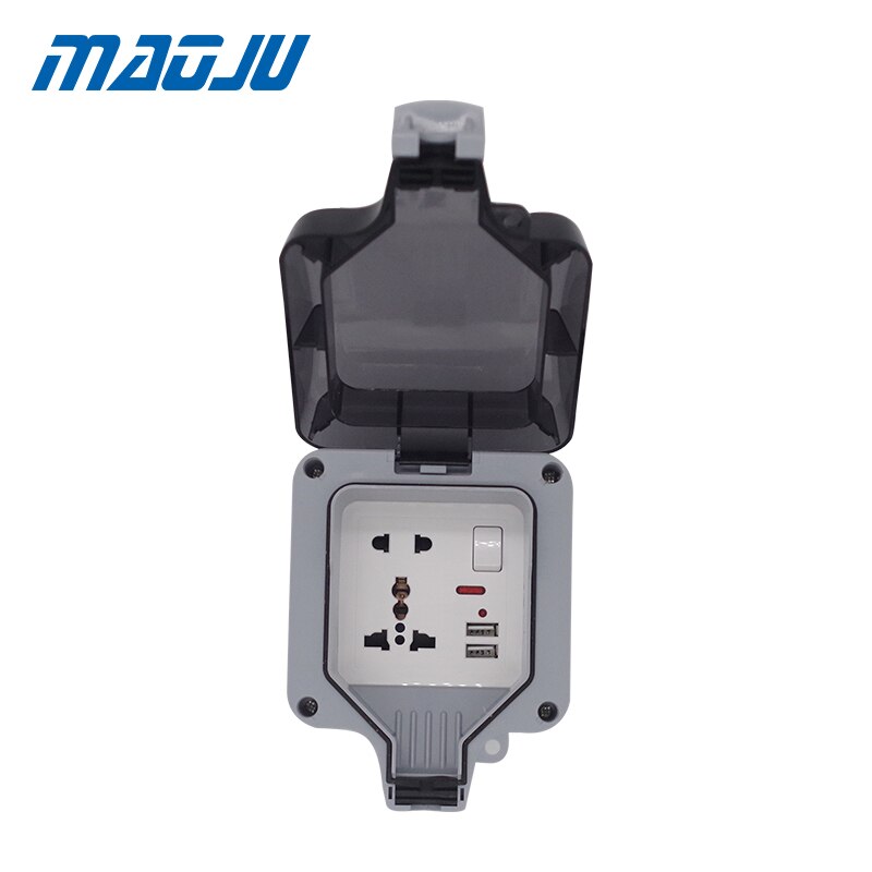 EU UK British Germany European Russian USB 1 Gang Waterproof Socket Enclosure Box Outdoor Outlet Weatherproof 13A 16A Plug In