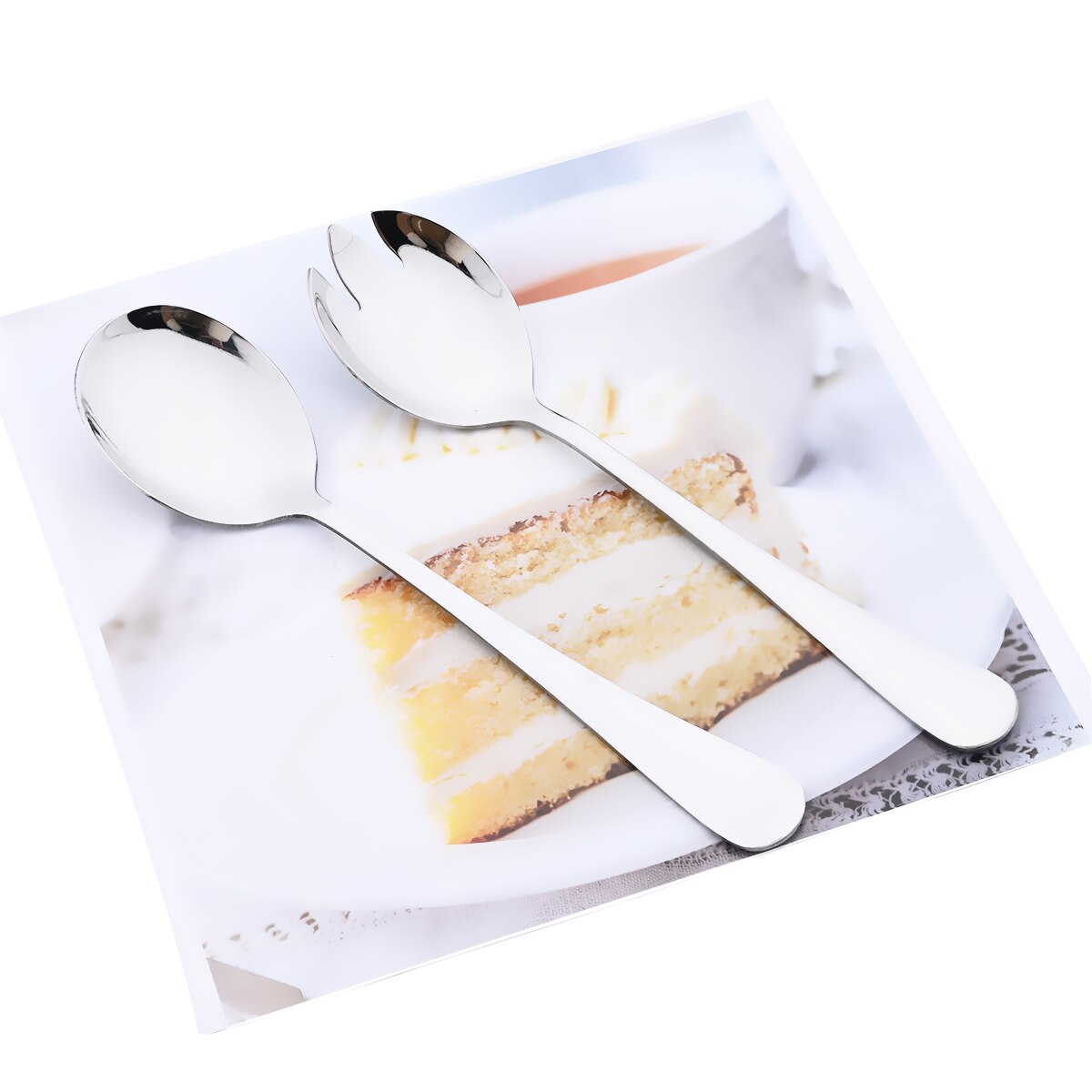 2Pcs Purple Salad Spoon Fork Dinnerware Set Salad Spoon Stainless Steel Cutlery Set Serving Spoon Fork Set Kitchen Unique Spoon