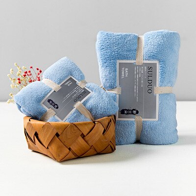 large Microfiber Bath Towel set face Beach towel Bathroom Sheets for adults Super Absorbent woman for home Travel spa Towel: Sky Blue