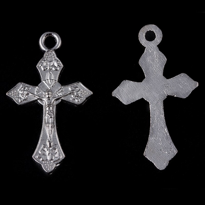 Colgante de Cruz con etiqueta de Rosario Católico, joyería de 24 Uds., colgante de Jesús, fabricación de Material de aleación de Zinc