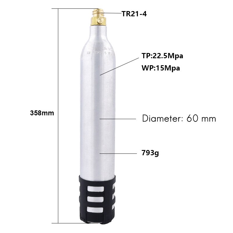 Botella de Soda rellenable de 0,6l, repuesto, cilindro de CO2 reutilizable, accesorio para máquinas de Soda