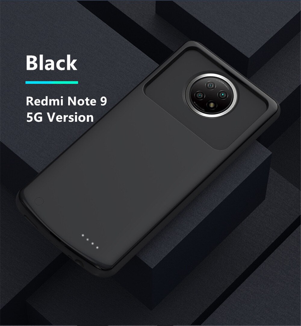 Battery Charger Case Voor Xiaomi Redmi Note 9 Pro 5G Powerbank Case 6800Mah Externe Opladen Cover Voor Redmi note 9 Batterij Case: Note 9 5G Black