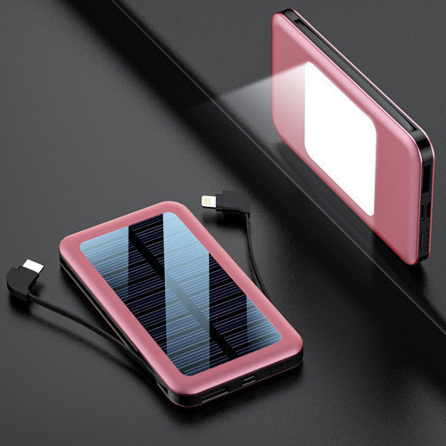 Mini Draagbare 80000Mah Solar Mobile Power Bank Snel Opladen Externe Batterij Wordt Geleverd Met 2 Opladen Kabels Led Verlichting: rosered