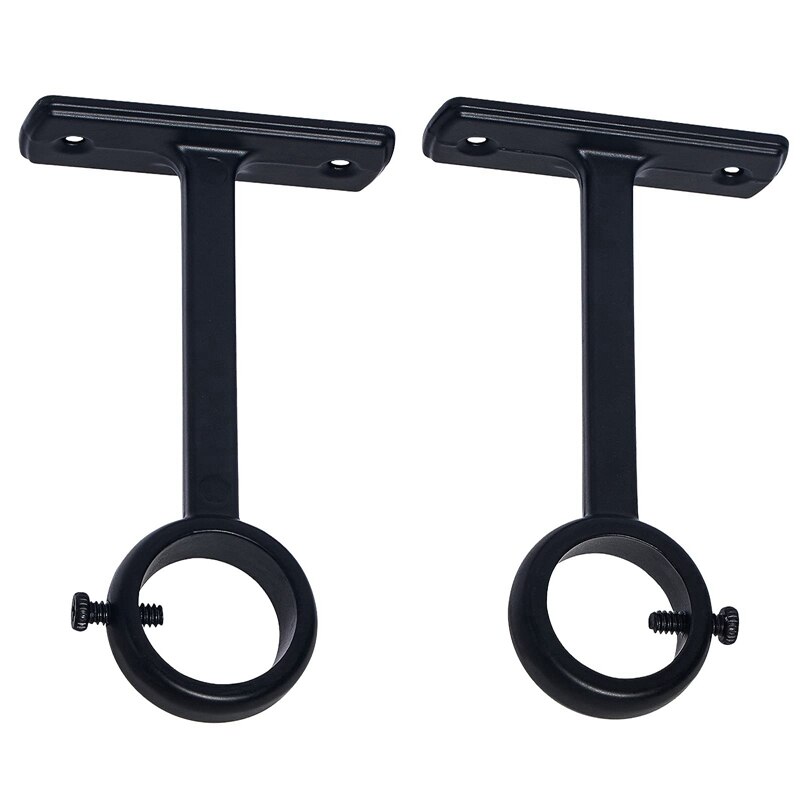 Ceiling Mounted Curtain Rod Brackets, Heavy Duty Ceiling Bracket for 1 Inch Curtain Rod Holder(Set of 2, Black): Default Title