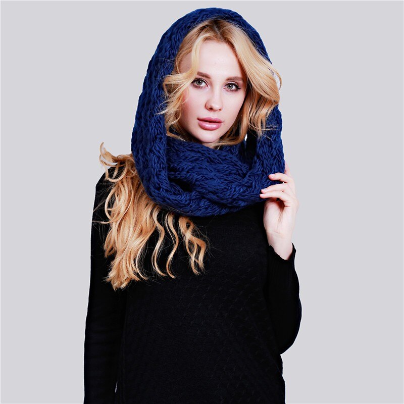 Winter Cable Ring Scarf Women Knitting Infinity Scarves Knitted Warm Neck Circle Scarf bufandas cuellos HO988544