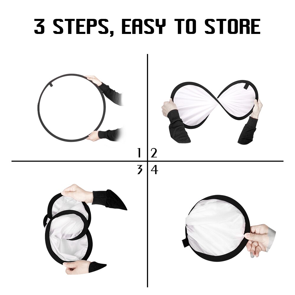 2 in 1 30cm/12 Inch Reflector Collapsible Photography Light Round Portable White Siliver For Studio Multi Photo Disc Diffuers