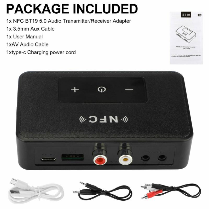 Блютуз Адаптер Draadloze 3.5Mm Aux Nfc Om 2 Rca Audio Adapter Bluetooth5.0 Zender Ontvanger