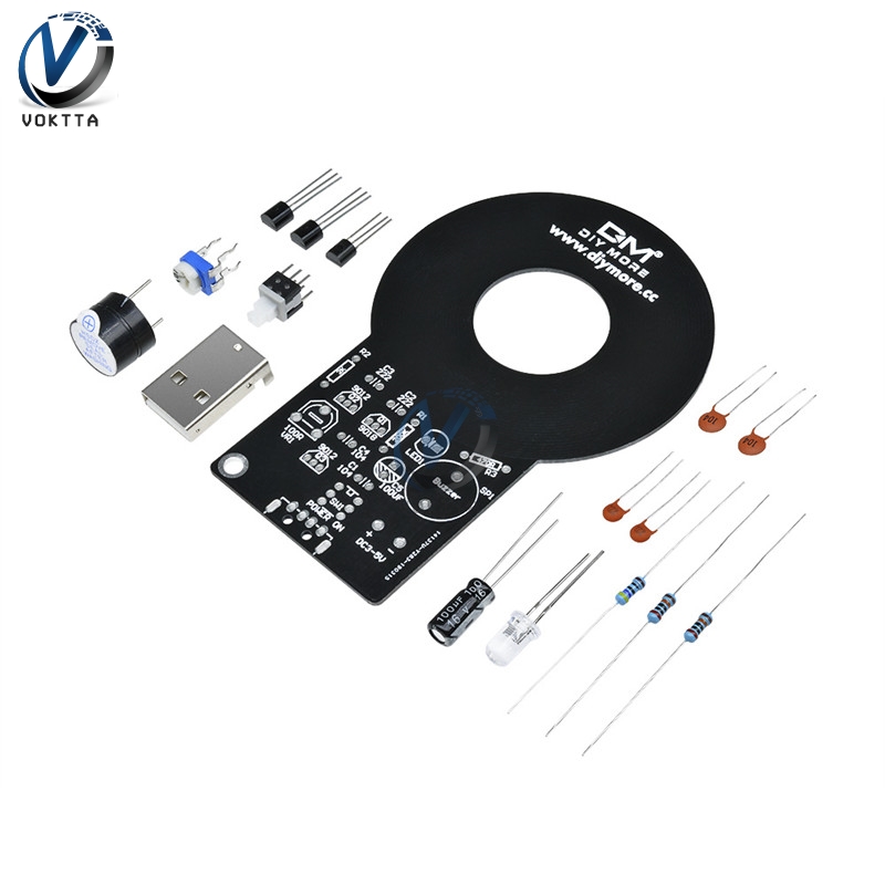 Metaldetektor sæt  dc 3v-5v 60mm detektiv berøringsfri sensor modul med 18650 usb power bank box gør det selv sæt metaldetektor finder