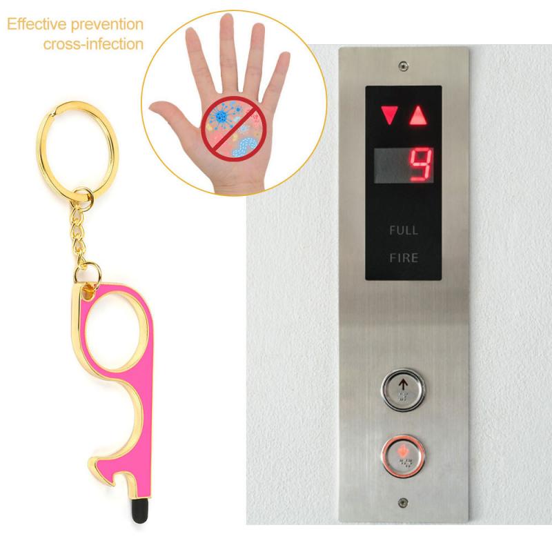 No Touch Open Door Tool Beer Trigger Touch Screen Key Chain Anti Contact Door Opener Tool Contactless Safe Elevator Artifact