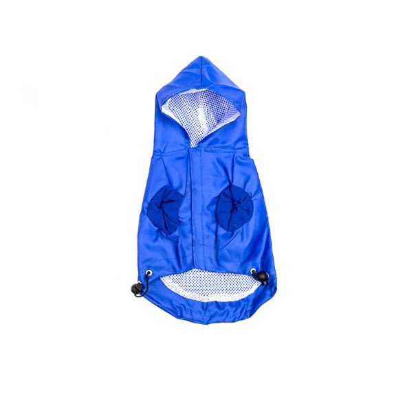 Hund reflekterende regnfrakke hvalp kat regnfrakke med hætte vandtæt og uv beskyttelsesjakke åndbar mesh hunde regntøj tøj: Blå / M