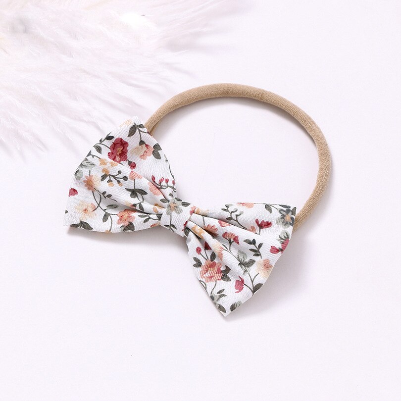Newborn Polyester Headbands Baby Girls Bow Small Floral Headband Infant Elastic Nylon Hair Band Headwear Kids Hair Accessories