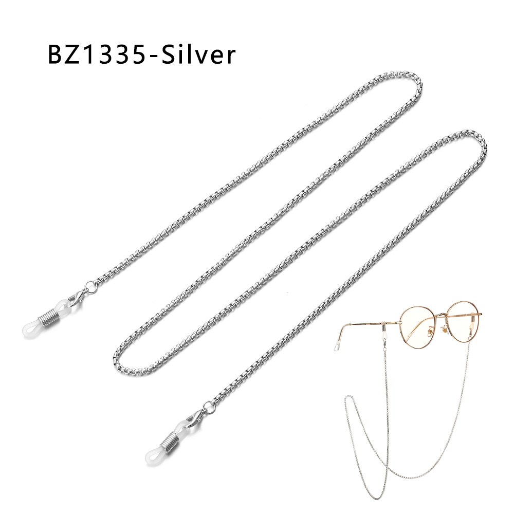Soporte antideslizante para gafas de sol, cadena de lente de Metal, collar con perlas y estrellas, accesorios para gafas: BZ1335 SILVER