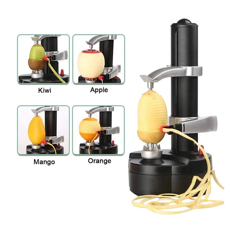 Electric Potato Peeler Automatic Rotating Apple Peeler Automatic Fruits Vegetables Cutter Kitchen Peeling Tool,UK Plug: Default Title