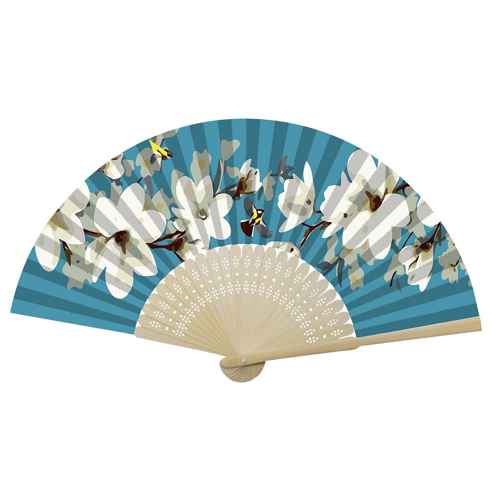 Handmade Oil Painting Ginkgo Leaf Folding Fan By Numbers DIY Painted Craft Home Decoration Digital Oil Painting Fan: Q