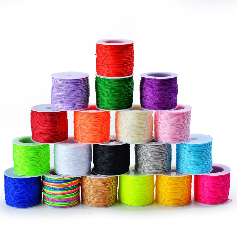 50Meters/Roll 0.8mm Neon Nylon Cord Thread Chinese Knot Macrame Cord Bracelet Braided String DIY Tassels Beading String Thread
