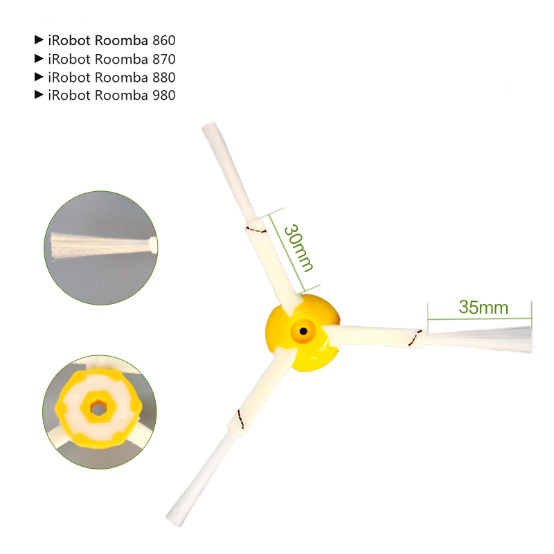 Vaskbar 3-- arms sidebørste for irobot roomba 800 900 series 870 860 880 960 980 990 robotstøvsuger reservedel tilbehør