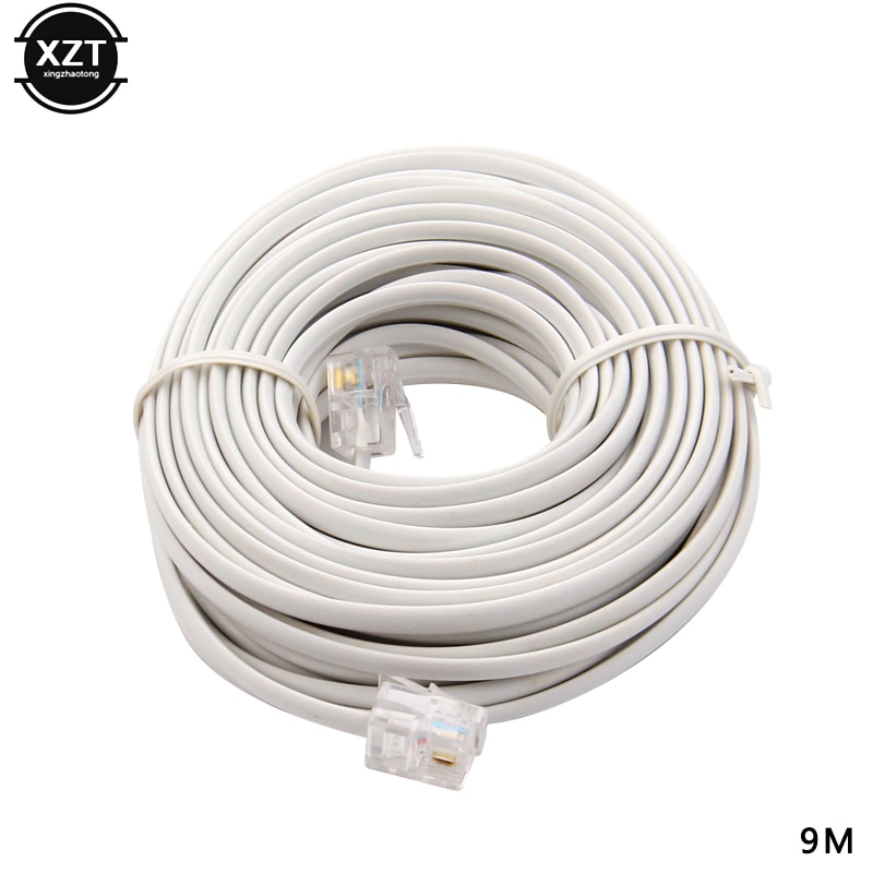 Cable de extensión Modular para teléfono, 15M/12M/9M/6M/3M, RJ11 macho 6P2C