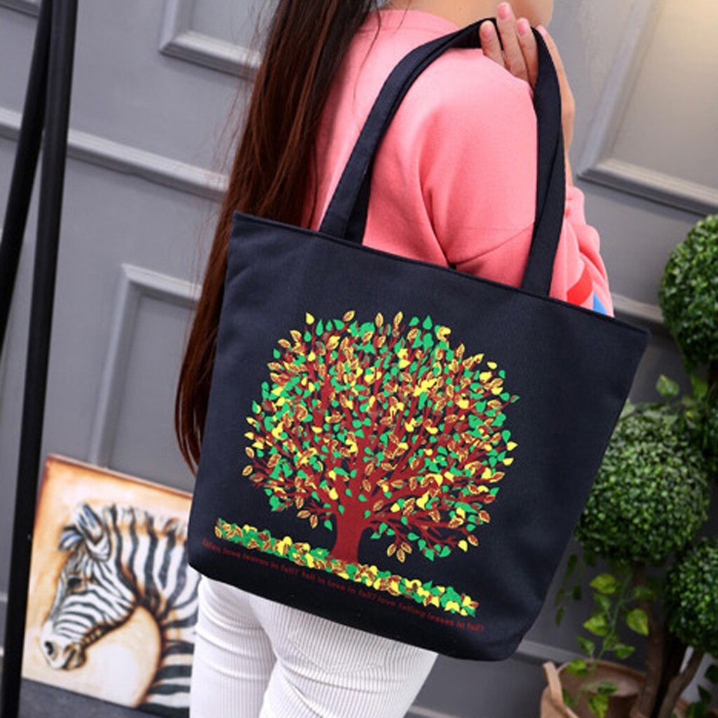 Bolsa de compras para mujer, bolsa de lona con letras impresas para protección del medio ambiente, bolsa ecológica, bolsas reutilizables 12C