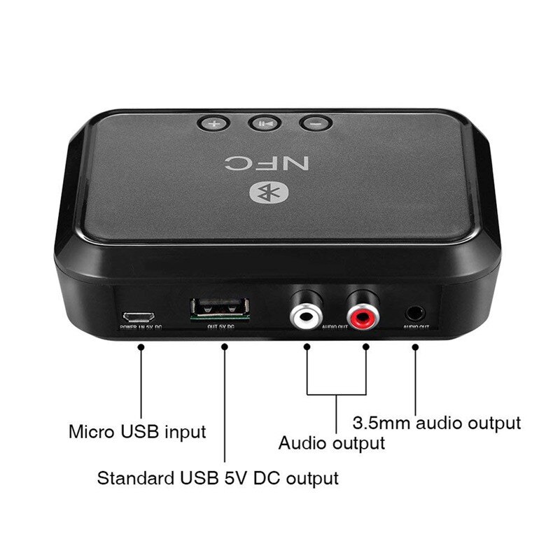 Bluetooth-ontvanger , 2- in -1 bluetooth-ontvanger nfc-compatibele draadloze 3.5mm- o-adapter voor stereogeluidssysteem met groot bereik