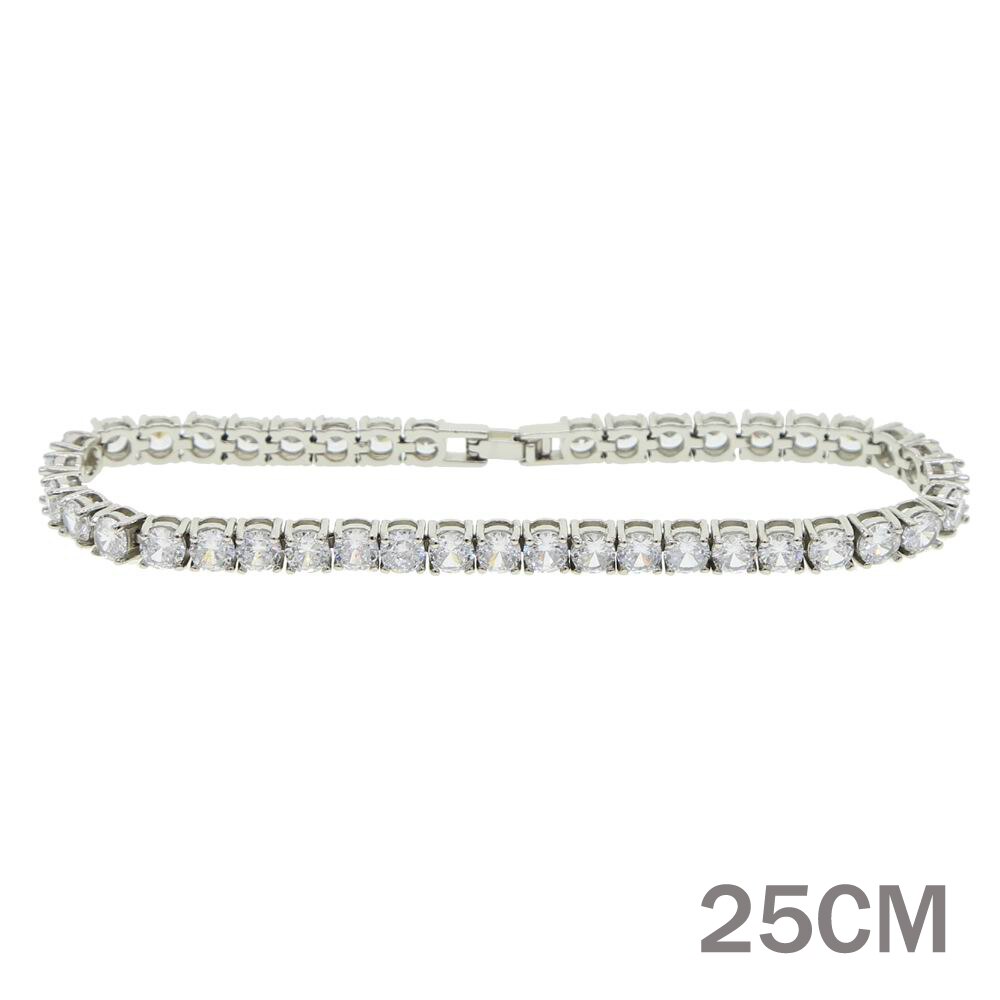 neue cz charme fußkettchen 23cm 25cm vereist aus bling Rose Gold silber farbe klar cz 5mm Tennis kette fußkettchen für frauen bein schmuck: Silber- 25CM