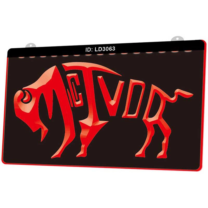 Ld3063 mctvor koe 3d graveerbare led lichtreclame meerdere kleuren gratis verkoop