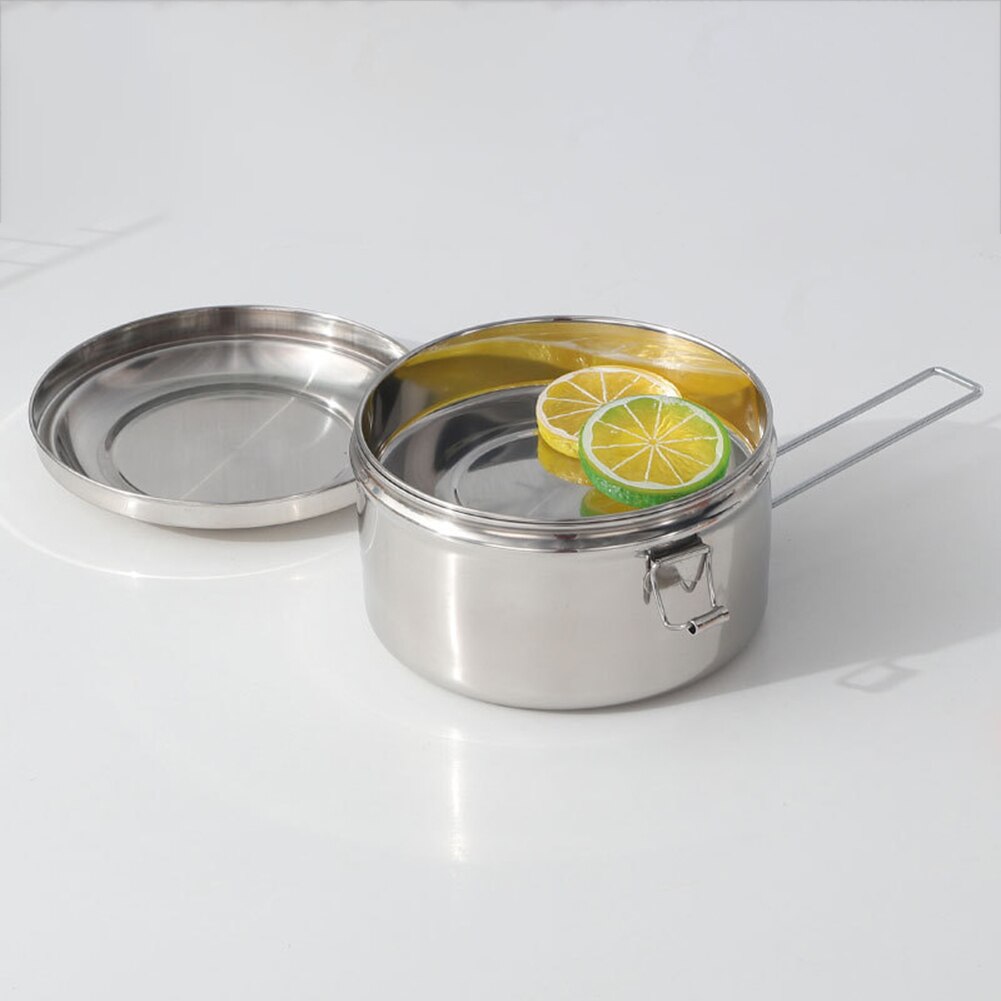 2 Tier Portable Round Lunch Box Stainless Steel Lunch Bento Box Food Storage Case Bento Box Food Container Lunch Storage Boxes