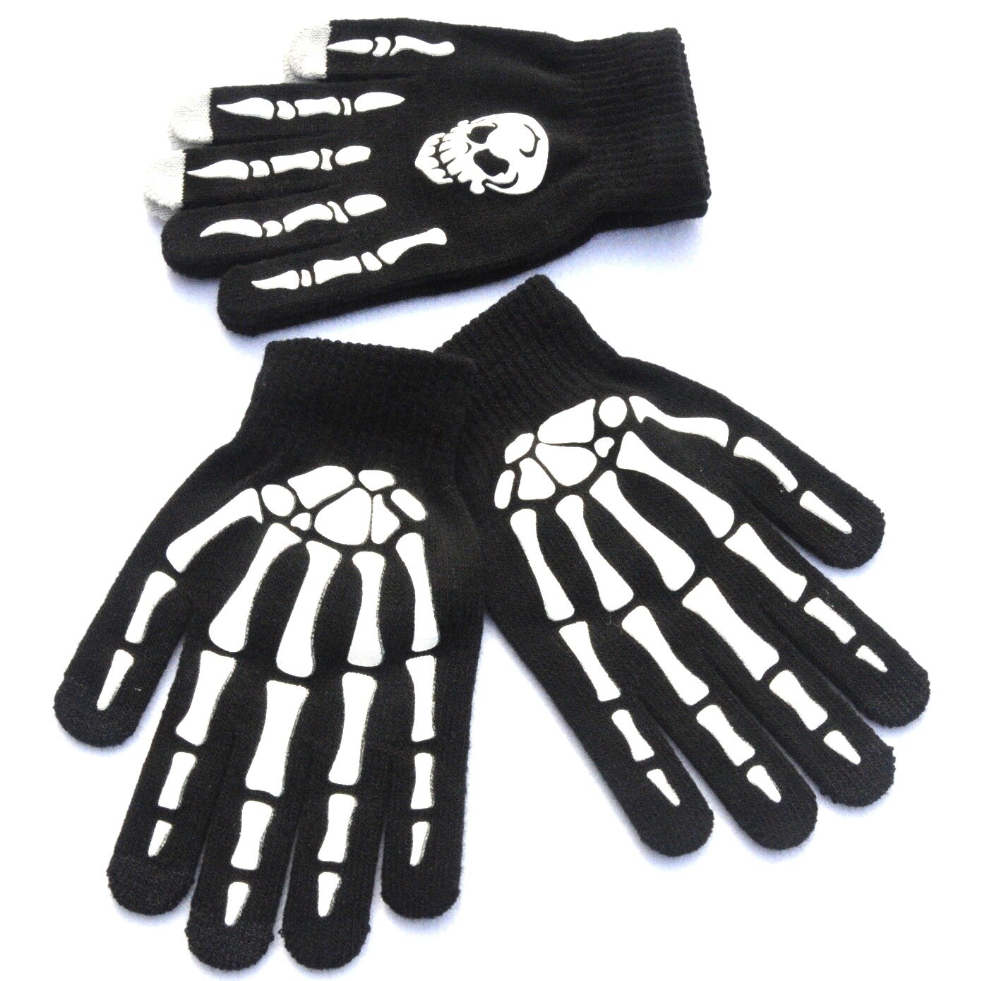Volwassen Halloween Skull Ghost Poot Fluorescerende Lichtgevende Handschoenen Outdoor Rit Warme Gebreide Hand Cosplay