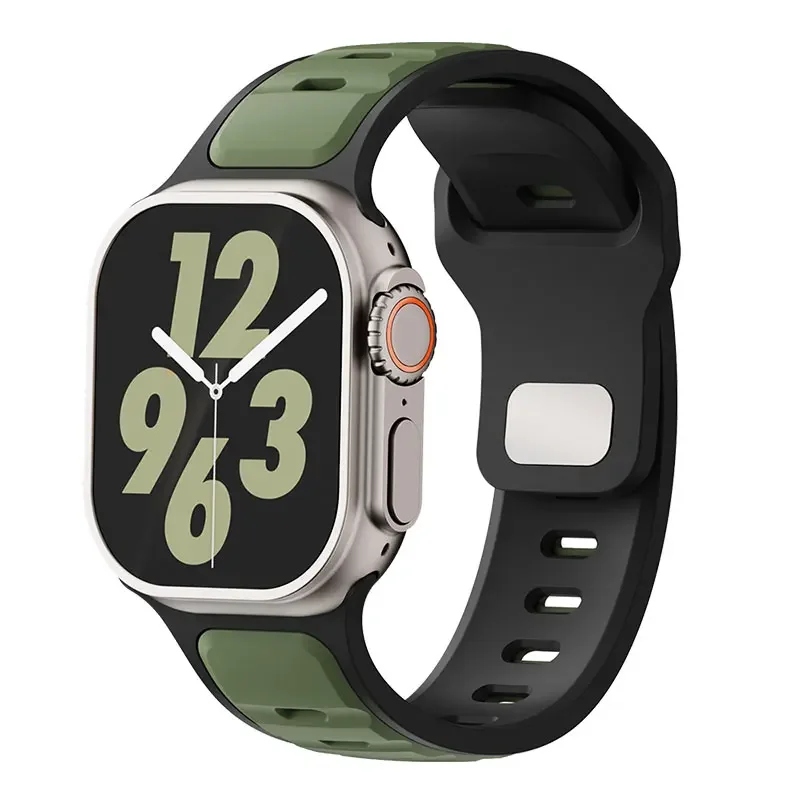 Silicone Strap for Apple watch ultra2 band 49mm Series 10 46mm correa Sport bracelet iwatch 9 8 7 6 5 SE 42-45mm 44mm: Blue pink