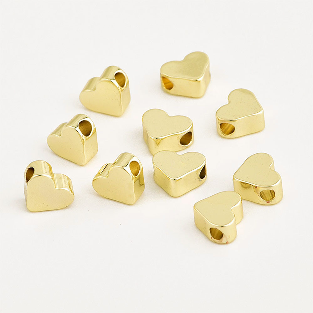 20 stk 5mm 24k guldfarvet forgyldt messing hjerteform spacer perler armbånd perler diy smykker gør tilbehør: Guld